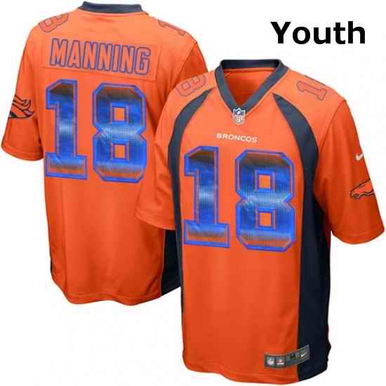 Youth Nike Denver Broncos 18 Peyton Manning Limited Orange Strobe NFL Jersey